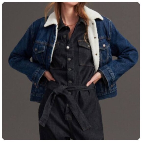 Boyish The Guy Slim Denim Jumpsuit Small in Denim Charcoal - Picture 2 of 12